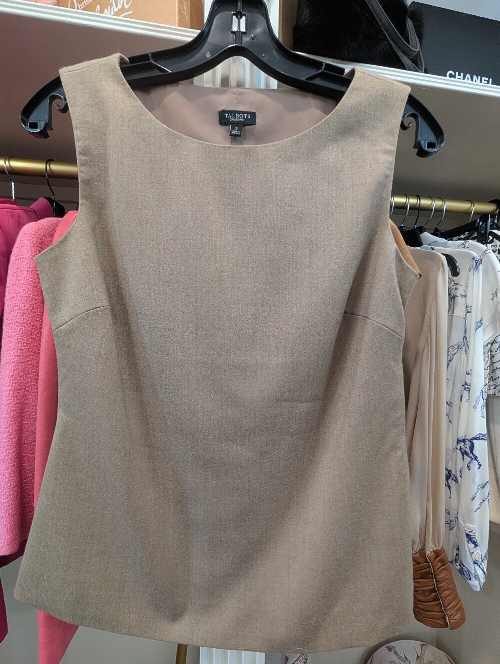 Talbots Neutral Tan Wool Sleeveless Shift Top 2